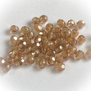 Czech fire-polished 3mm round Luster smoky topaz, 100pcs