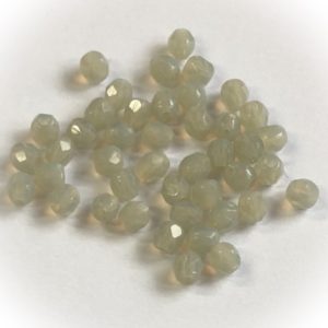 Czech fire-polished 3mm round Opaque light grey, 100pcs