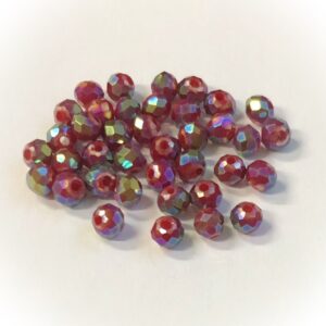 Faceted rondelle 4x3mm Opaque bordeaux AB green, 100pcs