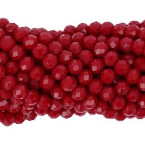 Faceted rondelle 6x4mm opaque dark red, 40pcs