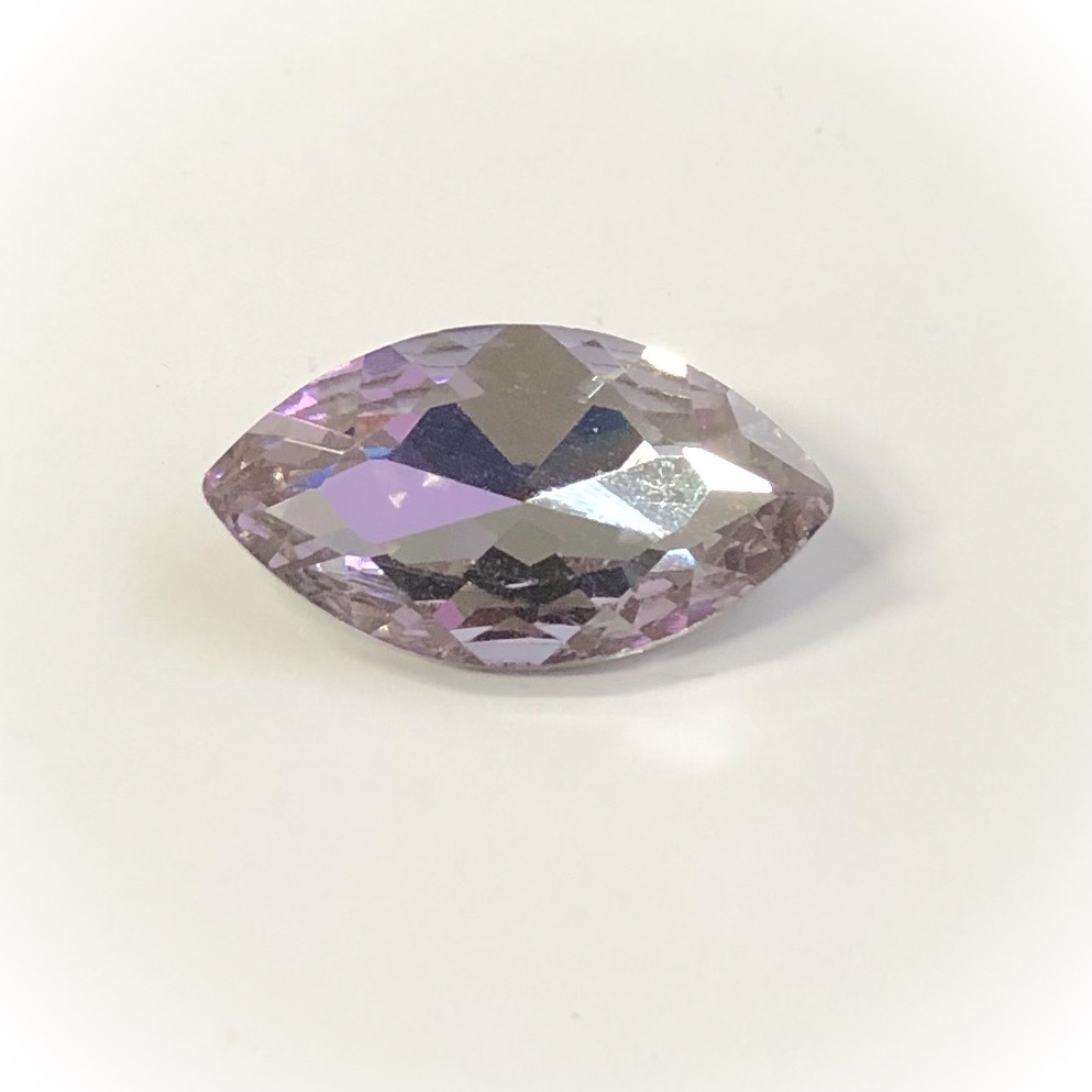 Viistehiottu navette lasi kapussi Smoky mauve, 27x13x6mm
