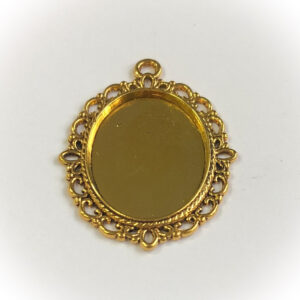 Gold plated oval pendant base 25x18mm