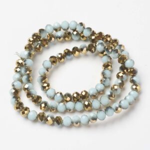 Faceted rondelle 4x3mm Gold light blue, 100 pcs
