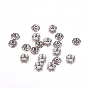 Silver plated beadcap 6x2mm, 20pcs