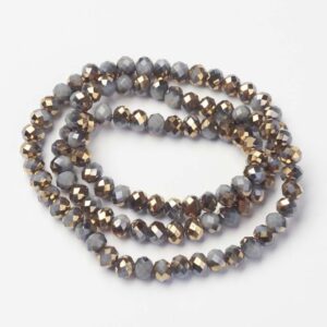 Faceted rondelle 4x3mm Gold grey, 100 pcs