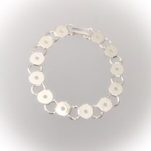 Silver plated steel bracelet base round 9.5mm, 19.5cm
