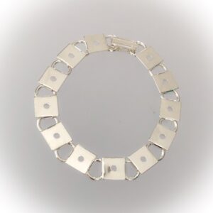 Silver plated steel bracelet base square 10mm, 19.5cm