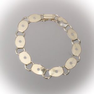 Silver plated steel bracelet base oval13x10mm, 19.5cm