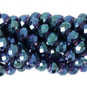 Faceted rondelle 8x6mm metallic iris blue green, 32pcs