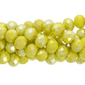 Faceted rondelle 8x6mm opaque yellow AB, 32pcs