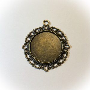 Antique bronze round pendant base 20mm