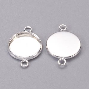 Silver plated round link 12mm, 2pcs