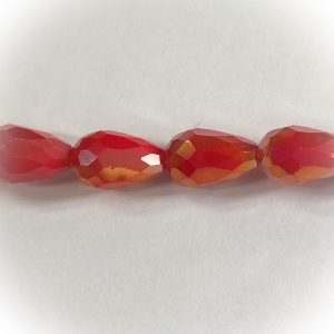 Faceted glass teardrop 8x11mm red luster, 10pcs