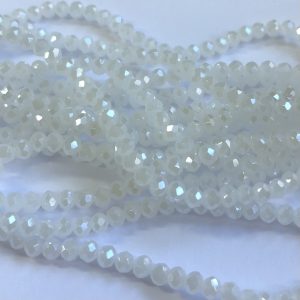 Faceted rondelle 4x3mm White opal luster, 100pcs