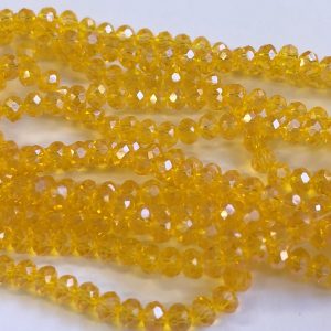 Faceted rondelle 4x3mm Yellow luster, 100pcs