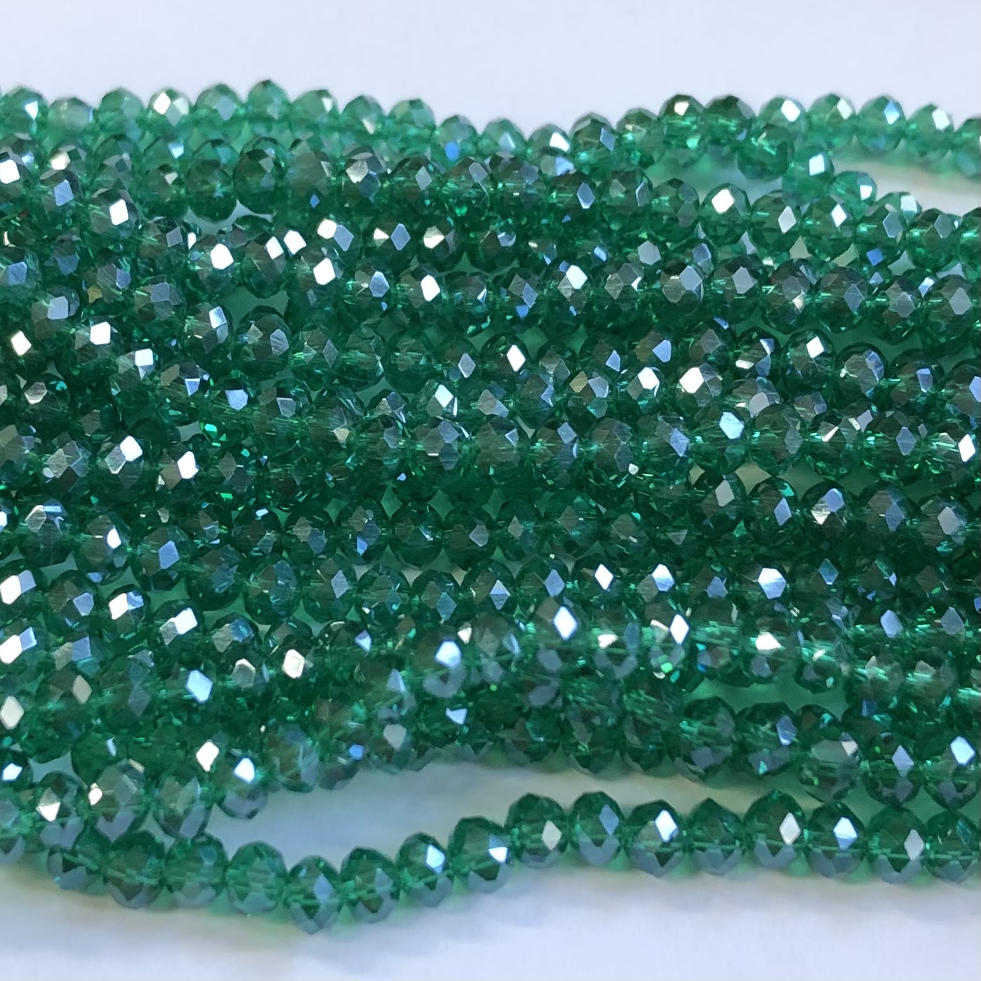 Fasettihelmi rondelli 4x3mm Emerald luster, 100kpl