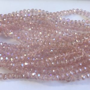 Faceted rondelle 4x3mm Light rose, 100pcs