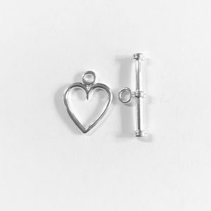 Silver plated heart toggle clasp 14x12mm