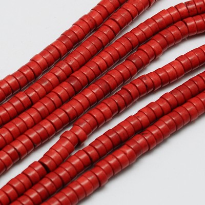 Synteettinen turkoosi heishi helmi, punainen 6x3mm - Bohemia Design