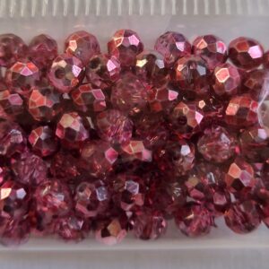 Faceted rondelle 4x3mm Crystal metallic rose, 100pcs