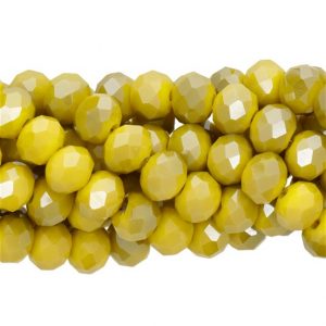 Faceted rondelle 8x6mm opaque mustard luster, 32pcs