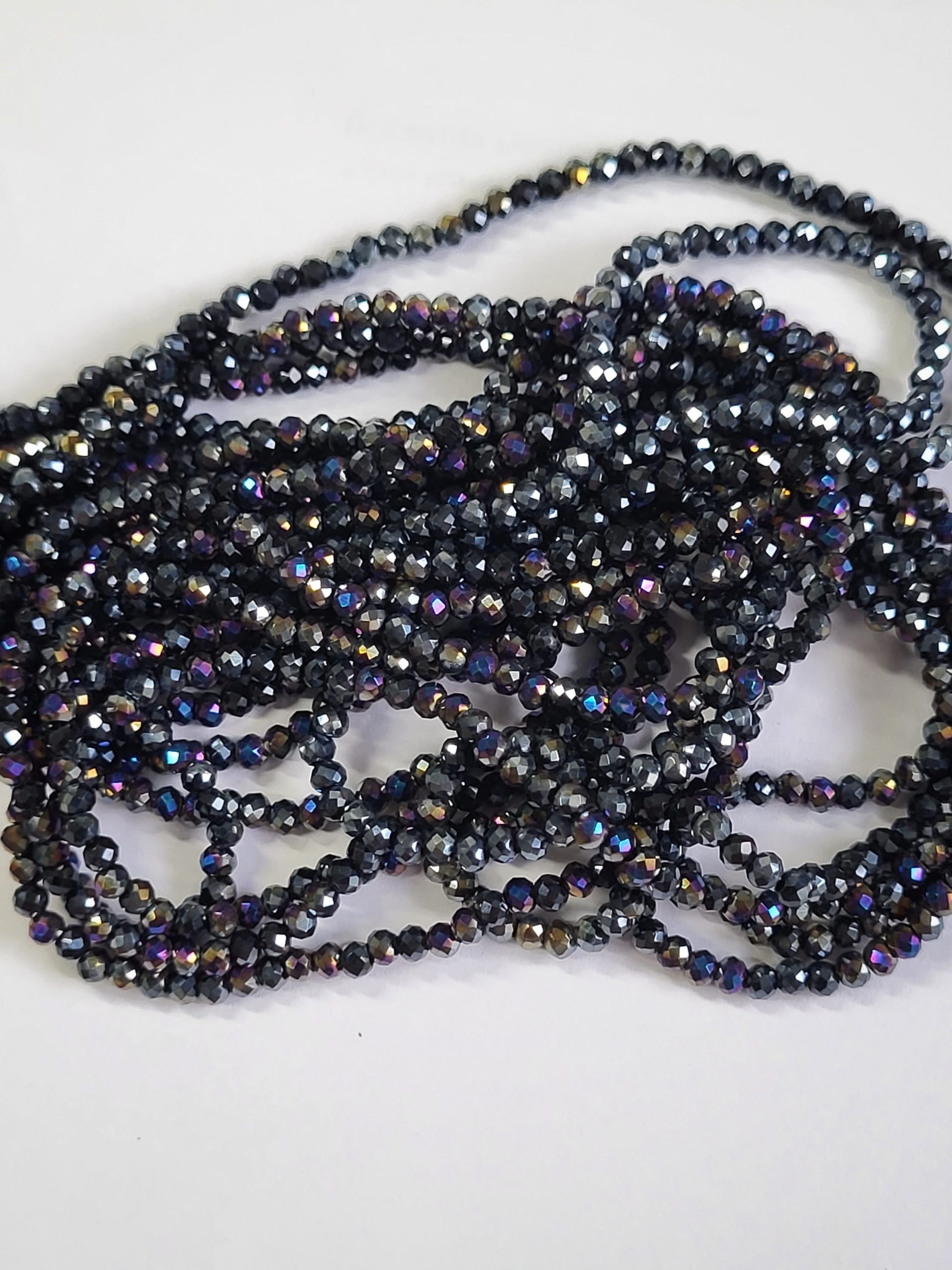 Faceted rondelle 3x2mm Jet AB, 100pcs