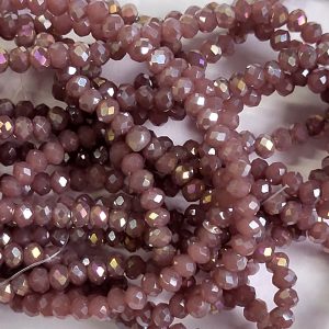 Faceted rondelle 3x2mm Opaque dark mauve luster, 100pcs