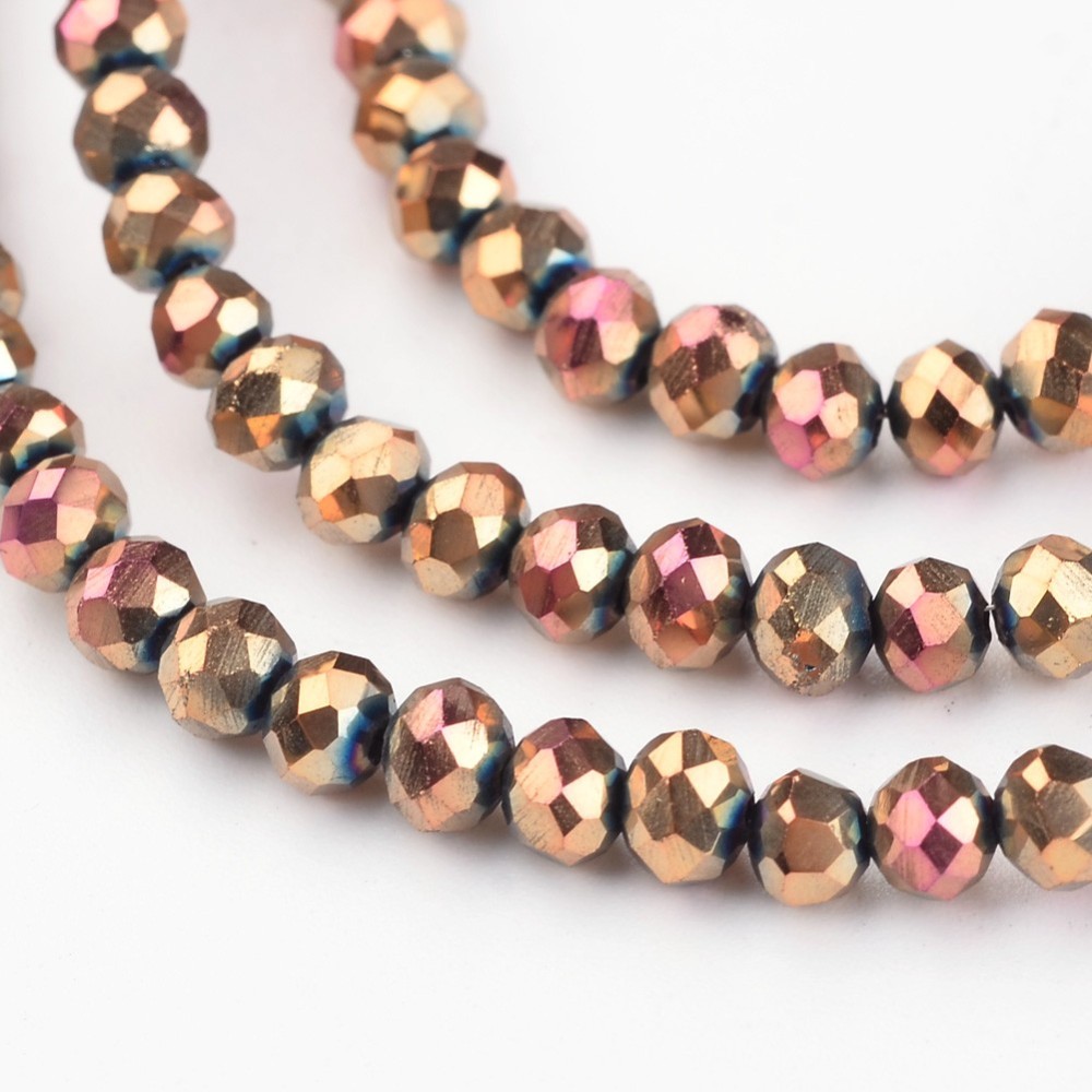 Fasettihelmi rondelli 3x2mm Rose gold plated, 100kpl