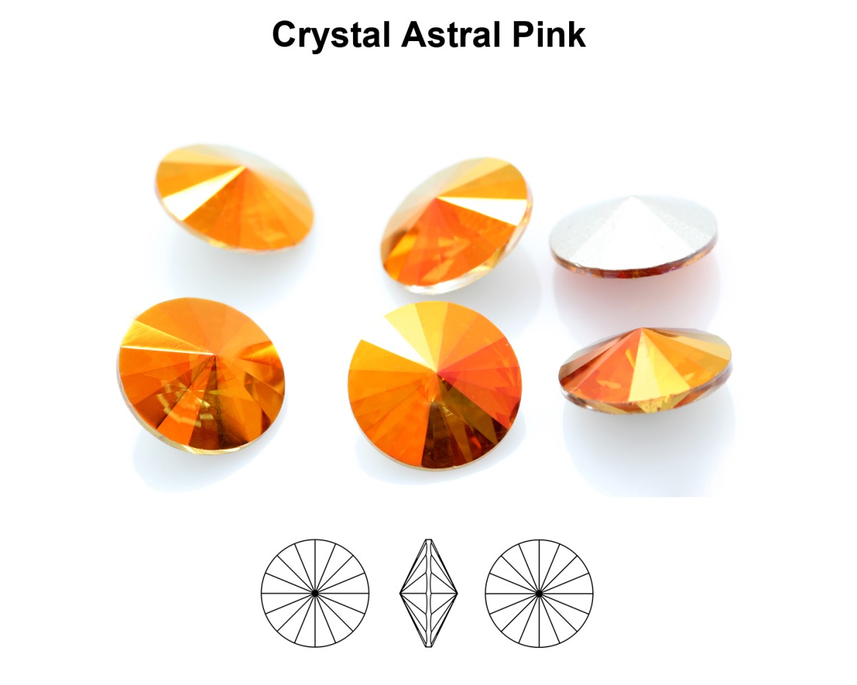 Kristalli rivoli 14mm, Crystal astral pink