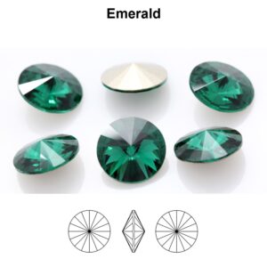 Kristalli rivoli 14mm, Emerald