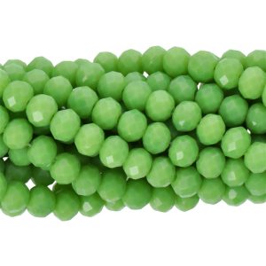 Faceted rondelle 6x4mm, Opaque grass green, 40pcs