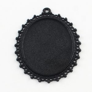 Black oval pendant base 40x30mm