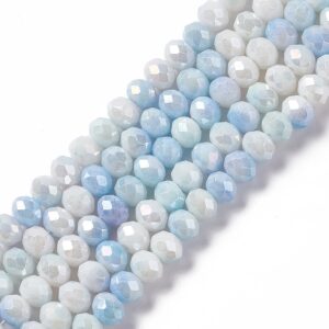 Faceted rondelle 8x6mm Light sky blue, 32pcs