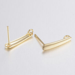 304 Stainless steel gold plated earpiece 15x3mm, 2pcs