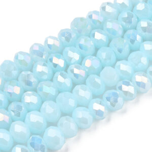 Faceted rondelle 4x3mm Light cyan luster, 100pcs