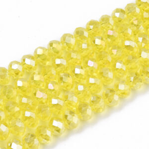 Faceted rondelle 4x3mm Yellow luster, 100pcs