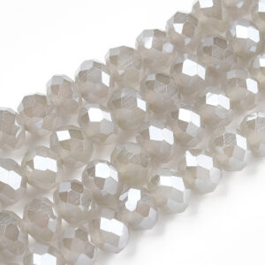 Faceted rondelle 4x3mm Light grey pearl luster plated, 100pcs