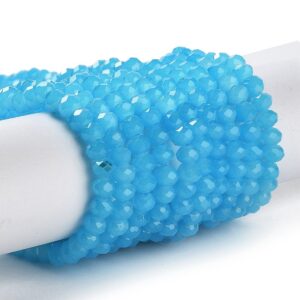 Faceted rondelle 4x3mm Deep sky blue, appr. 120pcs