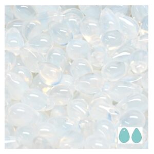 Preciosa lasi pisara 9x6mm white opal, 12kpl