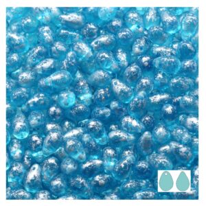 Preciosa lasi pisara 9x6mm aqua/silver, 12kpl