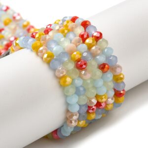 Faceted rondelle 4x3mm Pastel and red mix, approx.120pcs