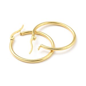 Kullattu ruostumaton teräs korvakorurengas 30x2mm, 2kpl