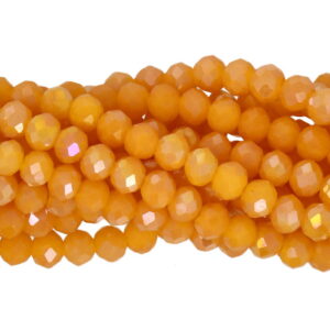 Faceted rondelle 4x3mm Opaque tangerine AB, 100pcs