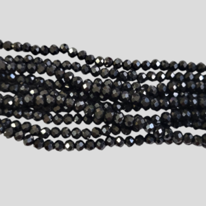 Faceted rondelle 4x3mm Jet, 100pcs