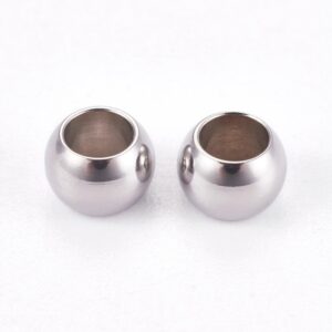 Stainless steel bead 5x3mm ID 3mm, 12pcs