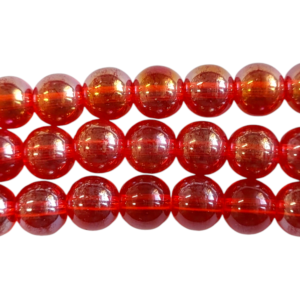 Lasi helmi pyöreä 8mm punainen AB, 25kpl