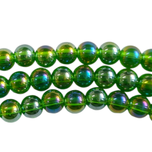 Lasi helmi pyöreä 8mm vihreä AB, 25kpl