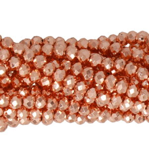 Faceted rondelle 4x3mm Metallic rose gold, 100pcs