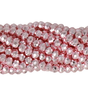 Faceted rondelle 4x3mm Metallic pink, 100pcs