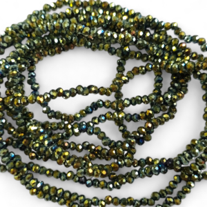 Faceted rondelle 2.5x2mm metallic olivine, appr. 150pcs